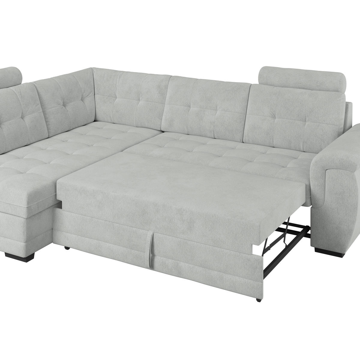 ECKSOFA  Mikrofaser, Struktur Grauweiss  - Schwarz/Grauweiss, Konventionell, Kunststoff/Textil (183/251cm) - MID.YOU