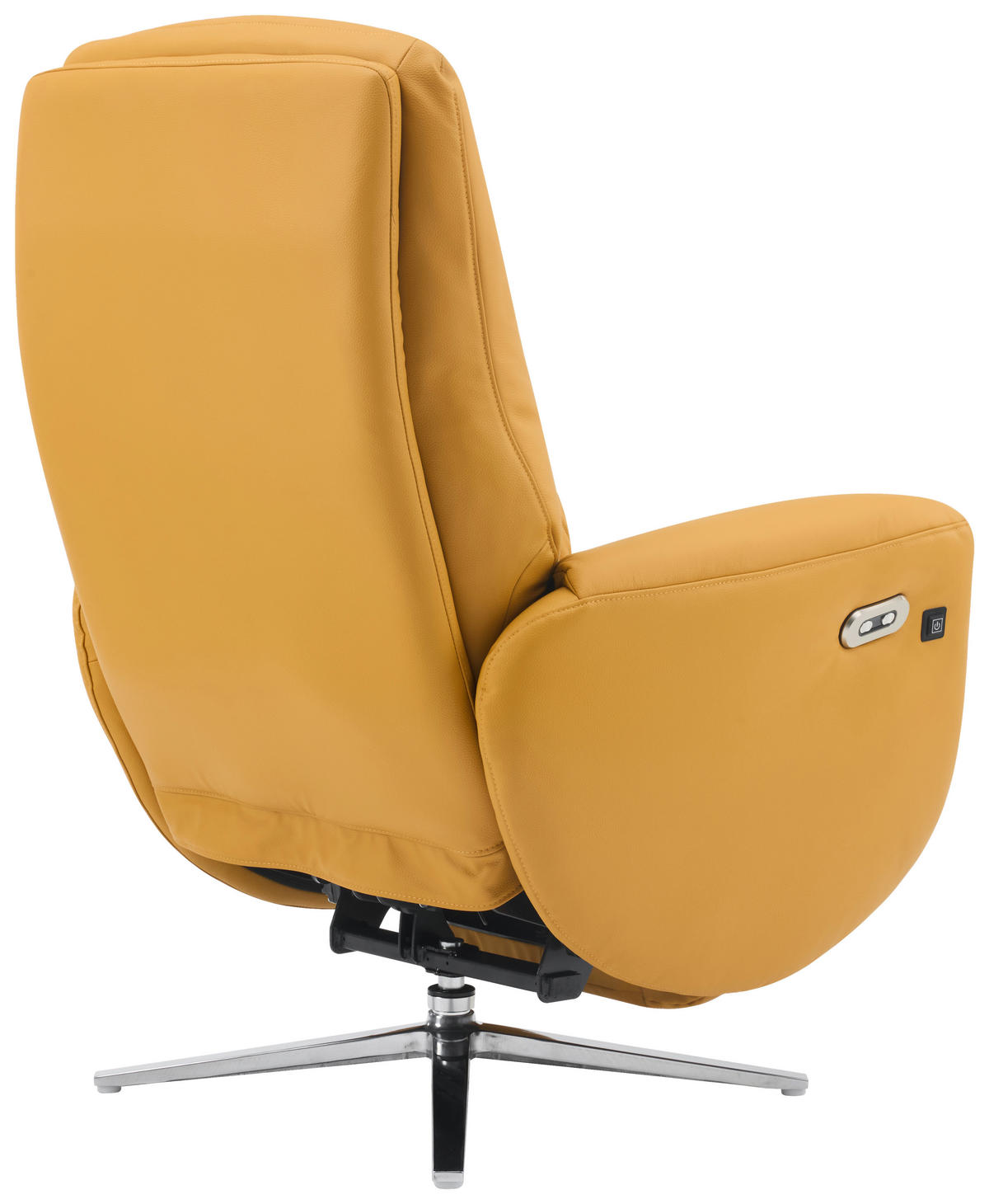 MASSAGESESSEL Echtleder Lederlook Gelb    - Chromfarben/Gelb, Design, Leder/Textil (79/110/85cm) - Livetastic