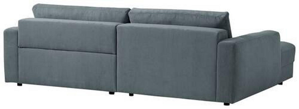 ECKSOFA in Cord Blaugrau  - Blaugrau/Schwarz, Modern, Textil (176/250cm) - Trendmanufaktur