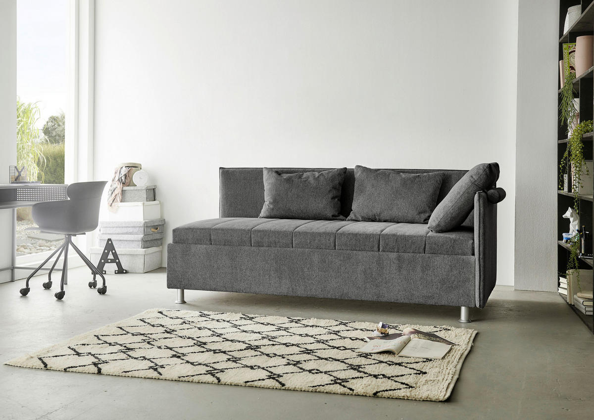 POLSTERLIEGE Flachgewebe Anthrazit  - Anthrazit/Alufarben, KONVENTIONELL, Holz/Holzwerkstoff (90/200cm) - Beldomo - Sleep