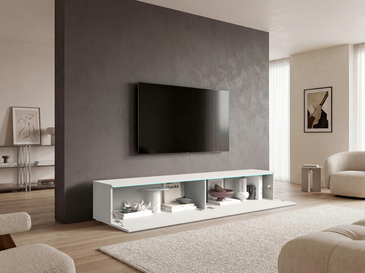TV-SZEKRÉNY 180/30/33 cm  - fehér/szürke, Design, műanyag/faalapú anyag (180/30/33cm) - P & B