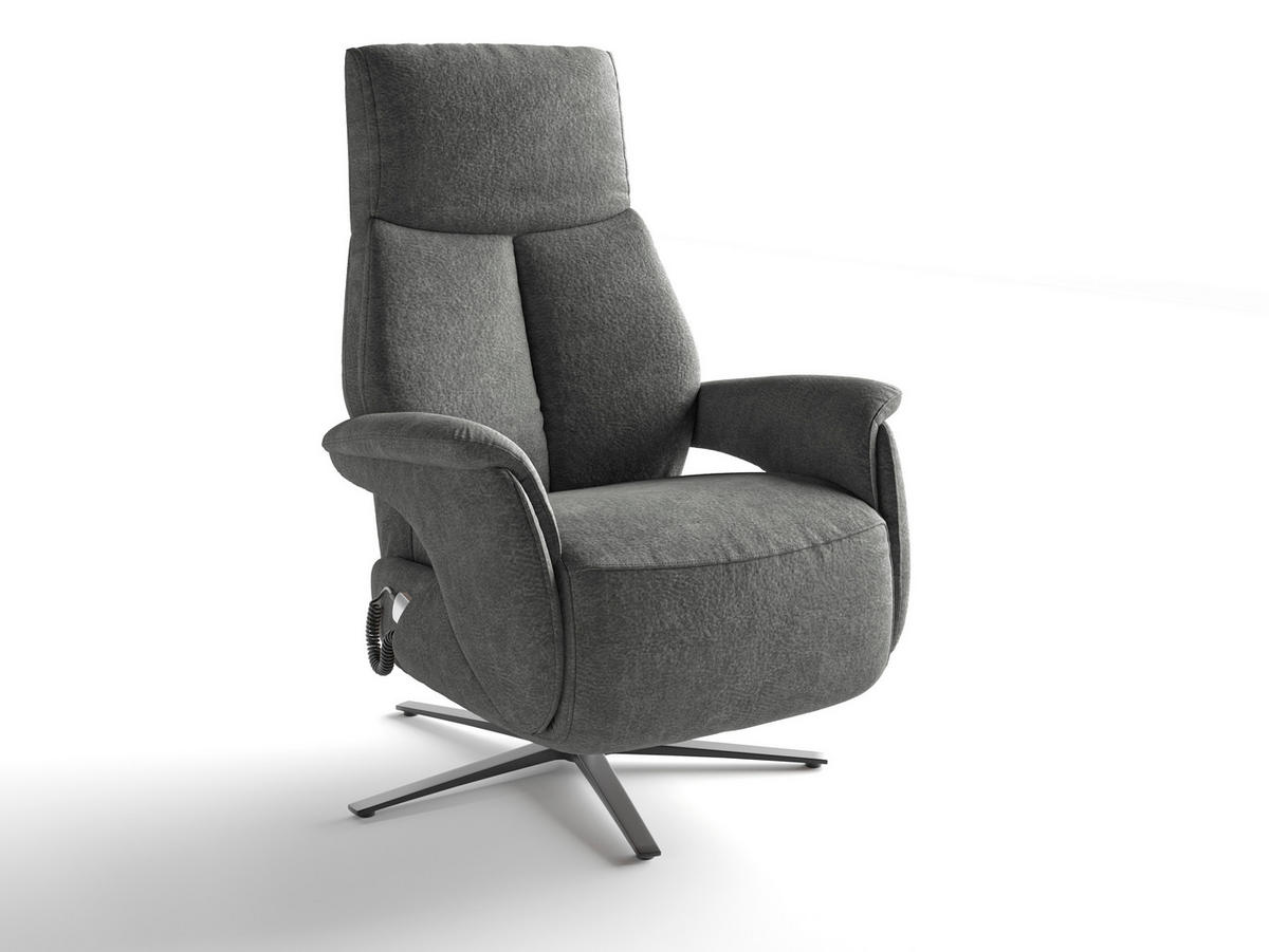 RELAXSESSEL Textil Dunkelgrau  - Dunkelgrau/Schwarz, Basics, Textil/Metall (75/110/85cm) - Sit & More
