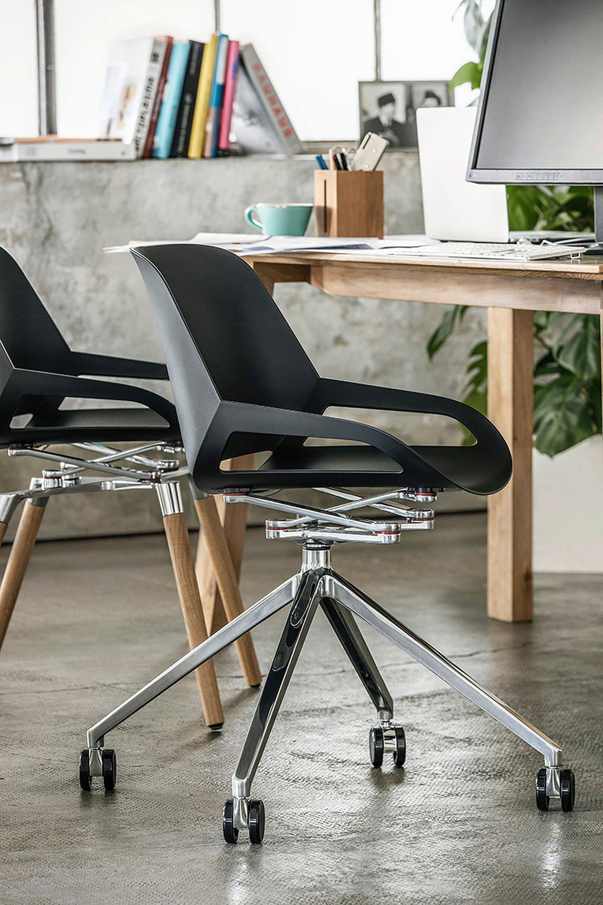 BESUCHERSTUHL Schwarz, Alufarben  - Schwarz/Alufarben, Basics, Kunststoff/Metall (50/72/52cm) - Aeris