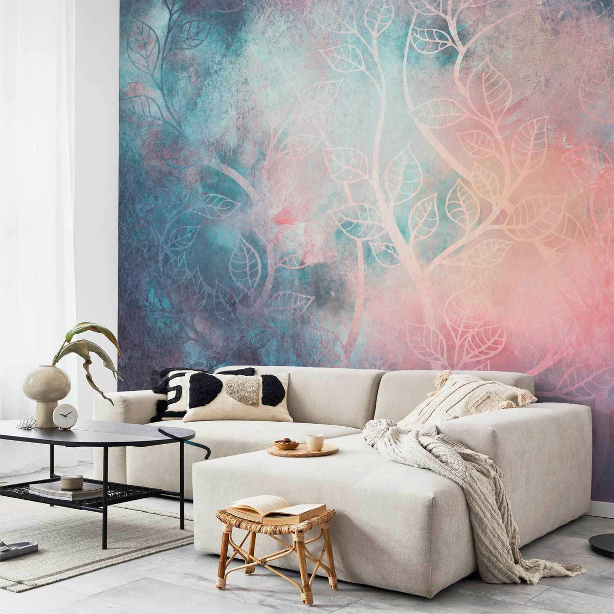 FOTOTAPETE  - Pastellblau/Koralle, LIFESTYLE, Textil (250/175cm) - artgeist