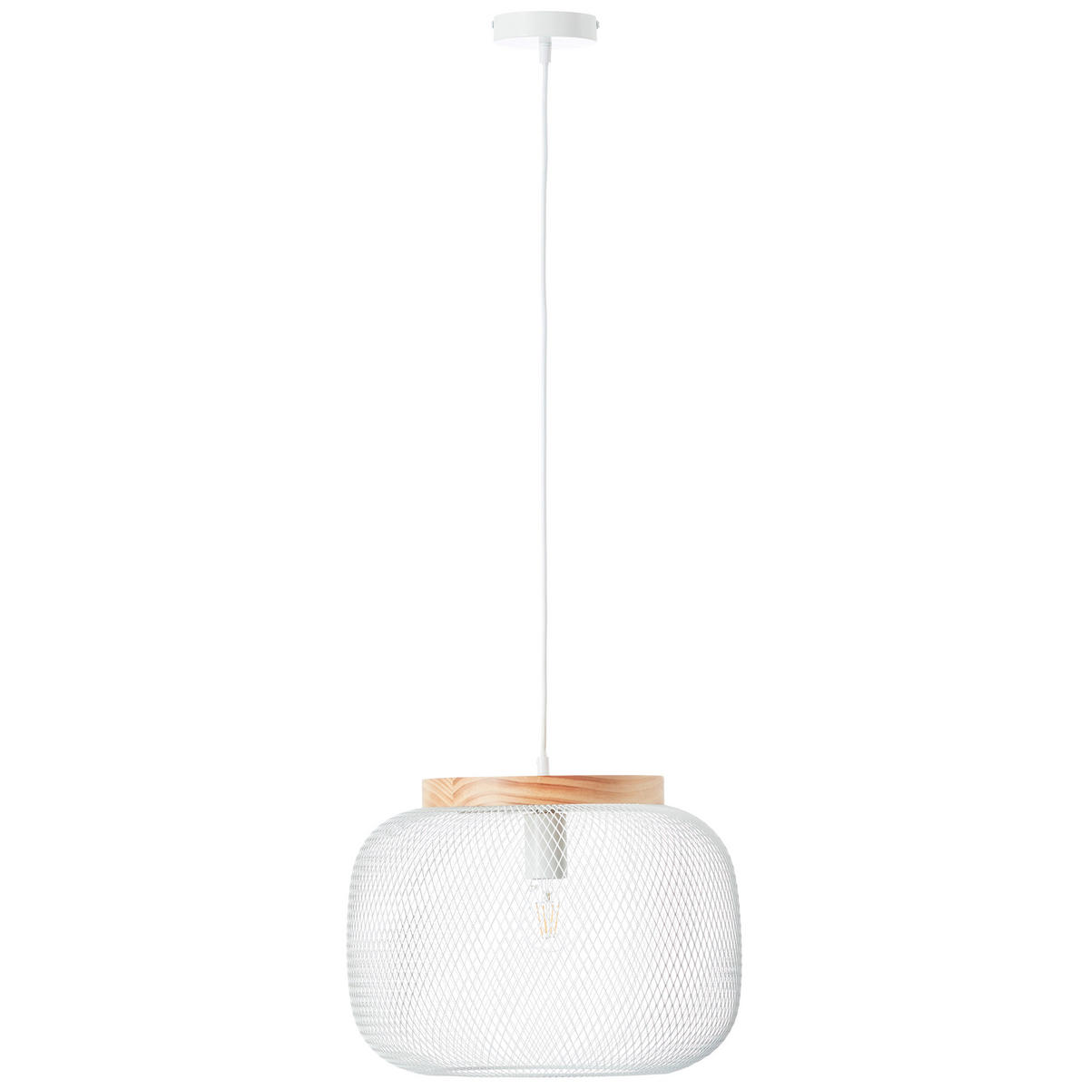 HÄNGELEUCHTE 39/110 cm    - Weiss/Kieferfarben, Basics, Holz/Metall (39/110cm) - Brilliant