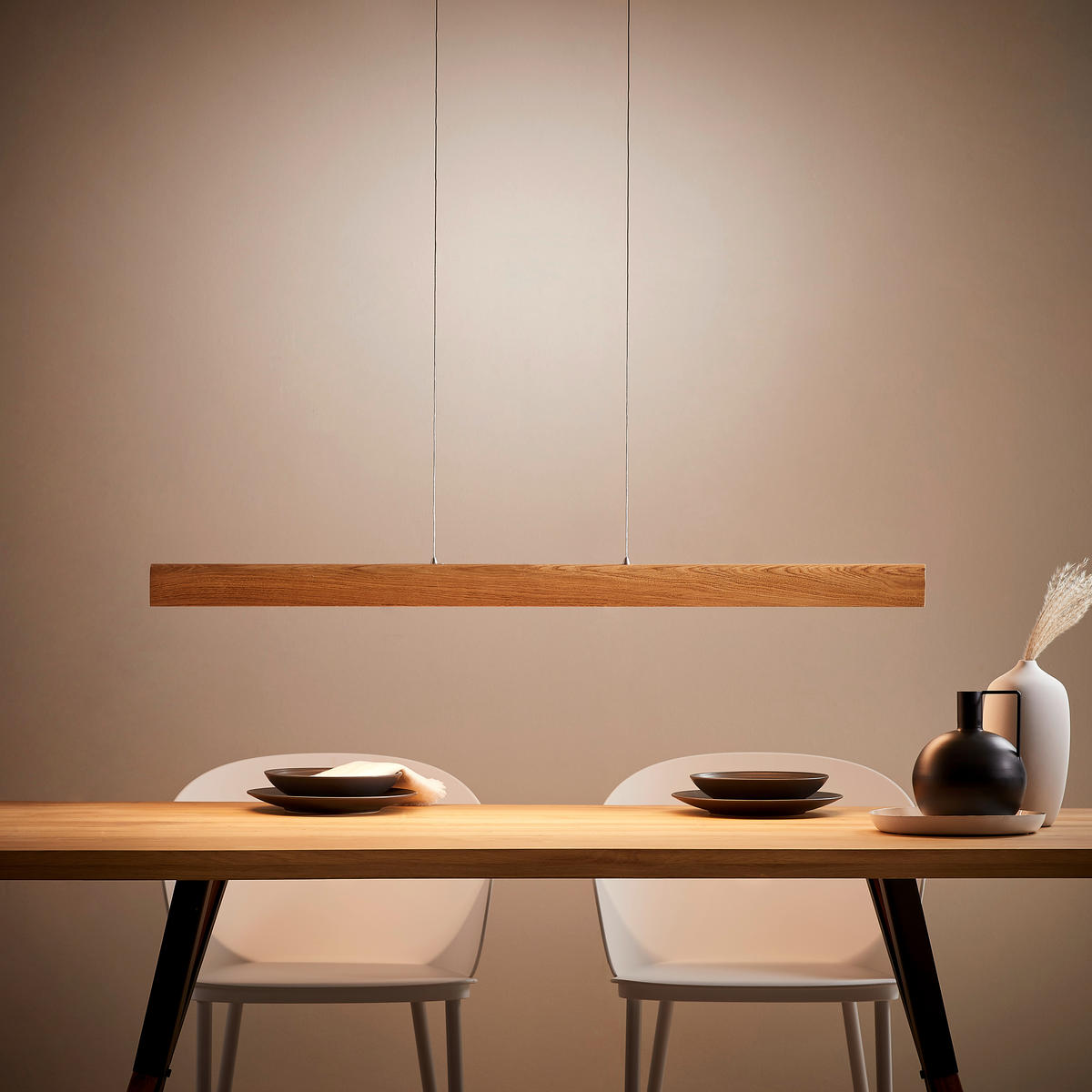 LED-HÄNGELEUCHTE  121/95-160 cm   - Eichefarben, Natur, Holz (121/95-160cm) - Herzblut