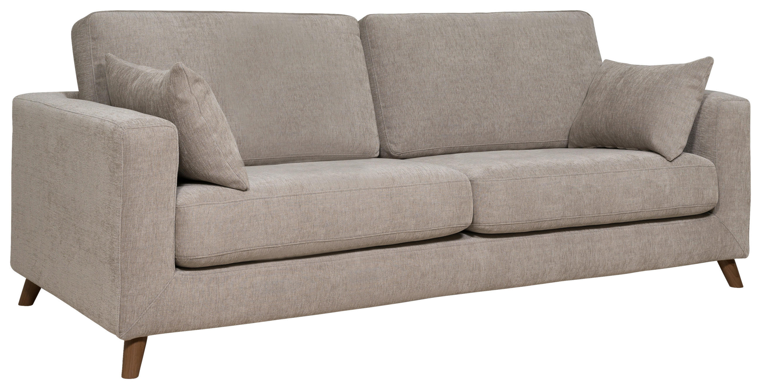 2,5-SITS SOFFA i flatväv brun, greige  - greige/brun, Klassisk, metall/trä (234/83/91cm) - Best Price