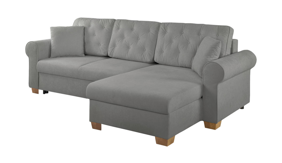 ECKSOFA Arles Grau  - Buchefarben/Grau, Design, Holz/Textil (266/161cm) - MID.YOU