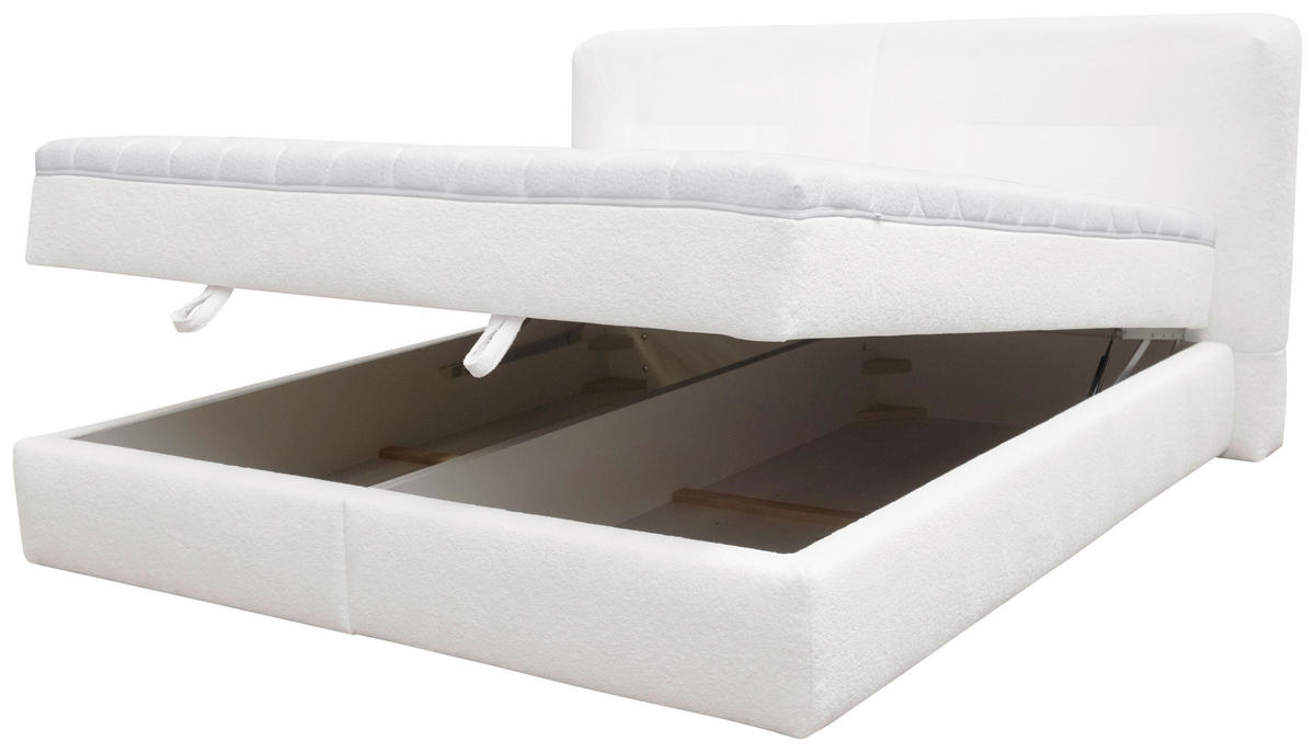 KÁRPITOZOTT ÁGY 180/200 cm  fehér  - fekete/fehér, Basics, műanyag/textil (180/200cm) - Esposa