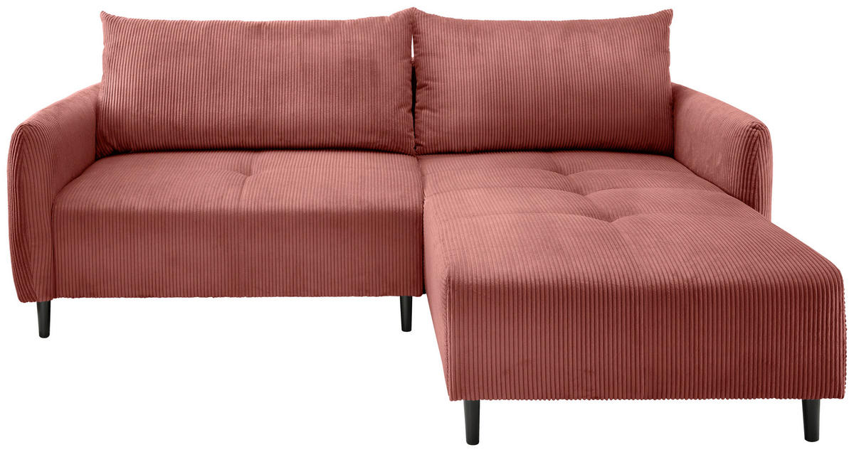 ECKSOFA in Cord Koralle  - Koralle/Schwarz, Basics, Holz/Textil (238/174cm) - Livetastic