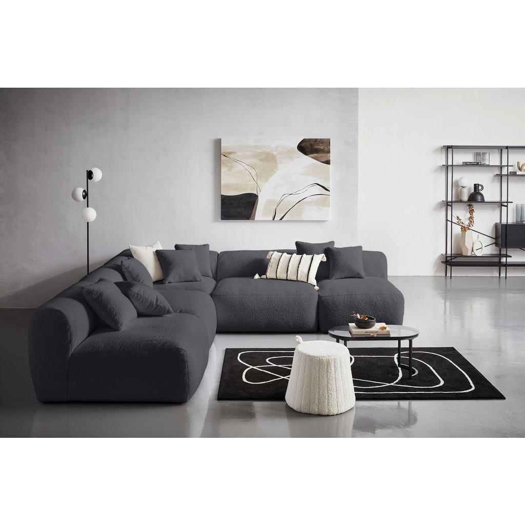 Thumbnail - Livetastic Sofaelement Bloom, Dunkelgrau, Textil, 2-Sitzer, 120x70x122 cm, Made in EU, erweiterbar, Rücken echt, individ...