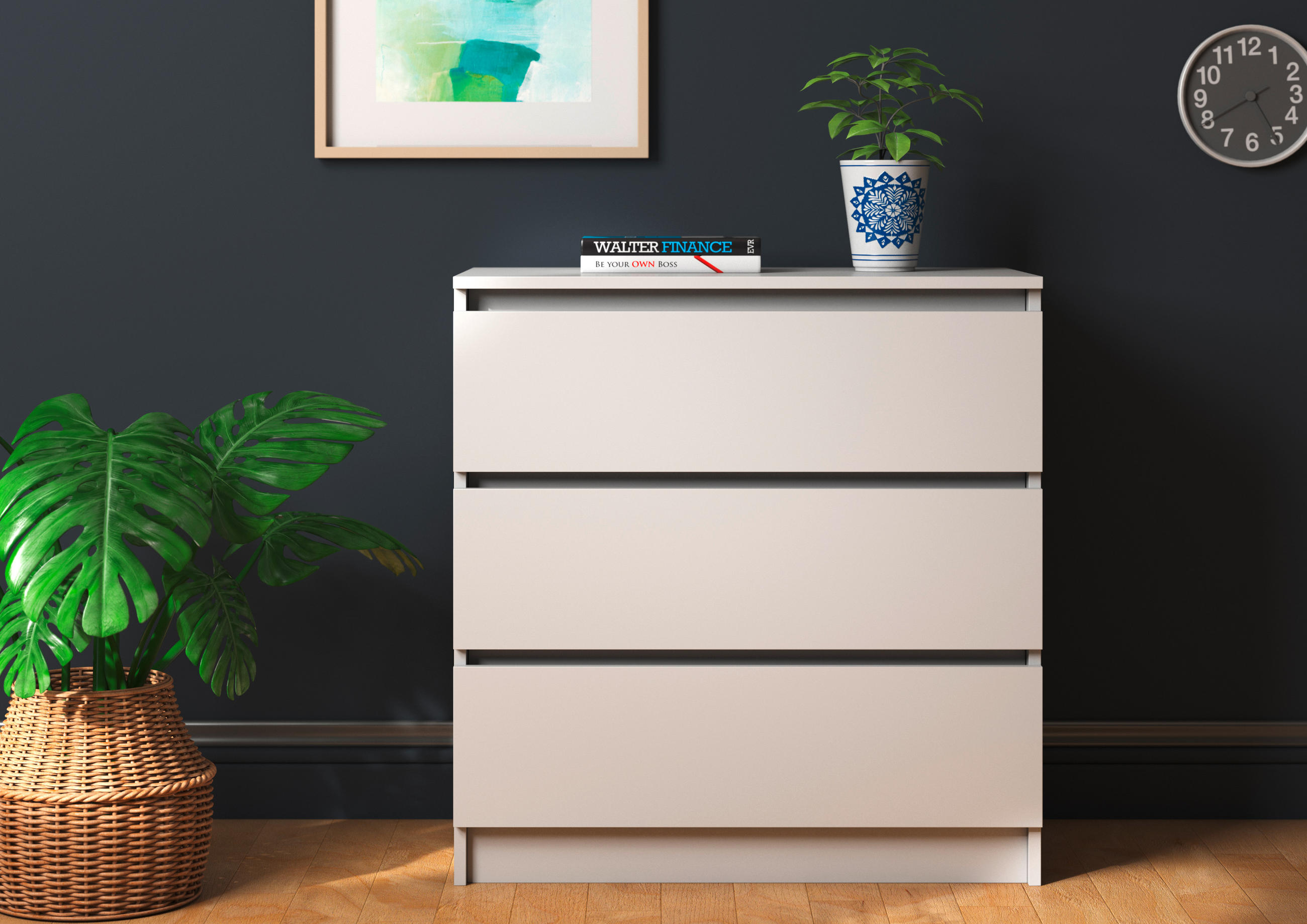 KOMODA 80/77/42 cm bijela - bijela, Design, drvni materijal (80/77/42cm)