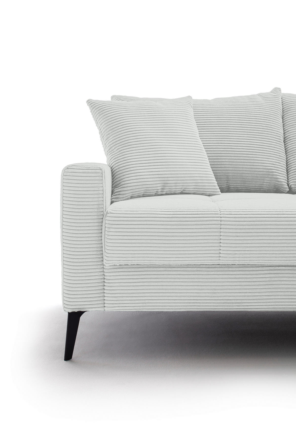 ECKSOFA Elfenbein Cord  - Elfenbein/Schwarz, KONVENTIONELL, Textil/Metall (280/173cm) - Hom`in