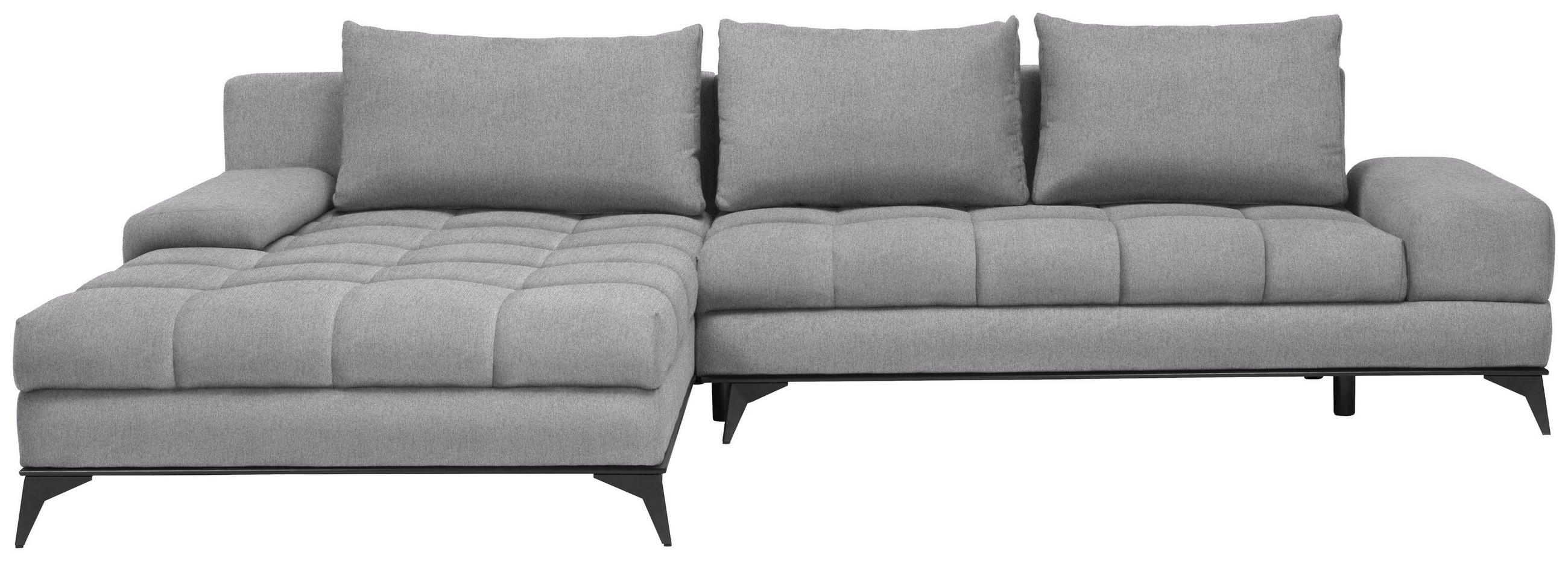 ECKSOFA Grau Webstoff  - Schwarz/Grau, Design, Textil/Metall (212/315cm) - Carryhome