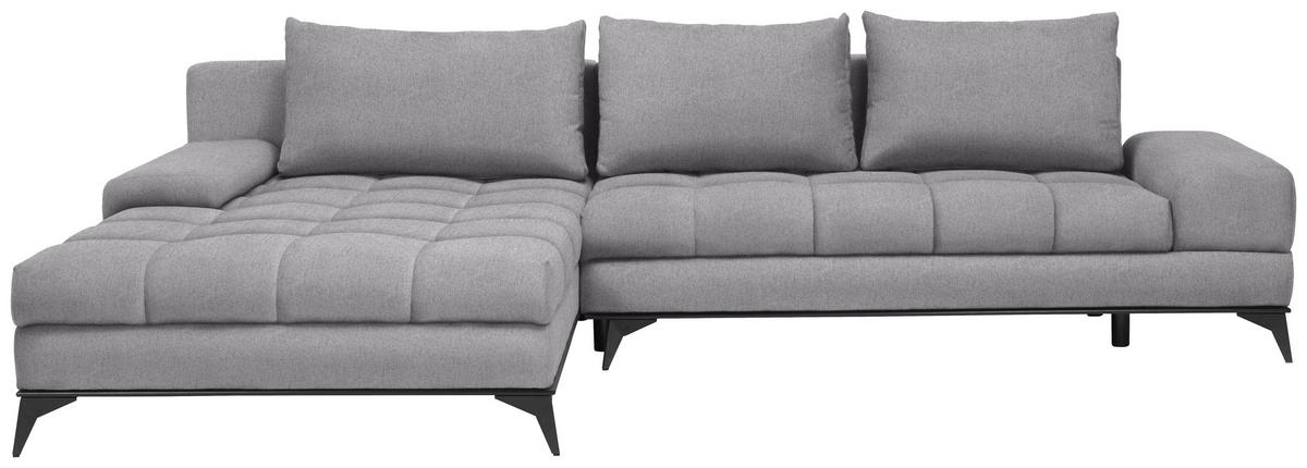 ECKSOFA Grau Webstoff  - Schwarz/Grau, Design, Textil/Metall (212/315cm) - Carryhome