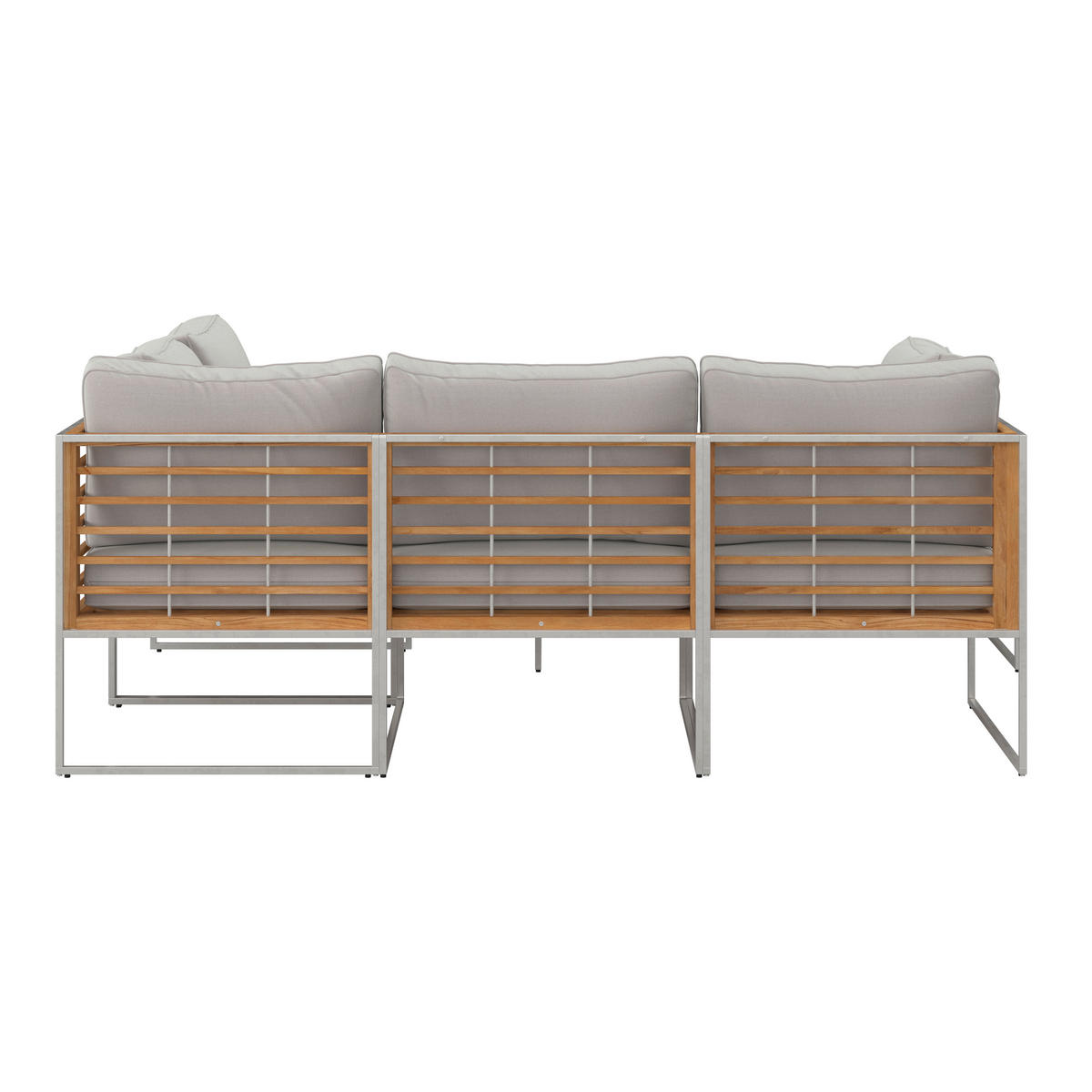 LOUNGEGARNITUR   Edelstahl  - Edelstahlfarben/Hellgrau, MODERN, Textil/Metall - Ambia Garden