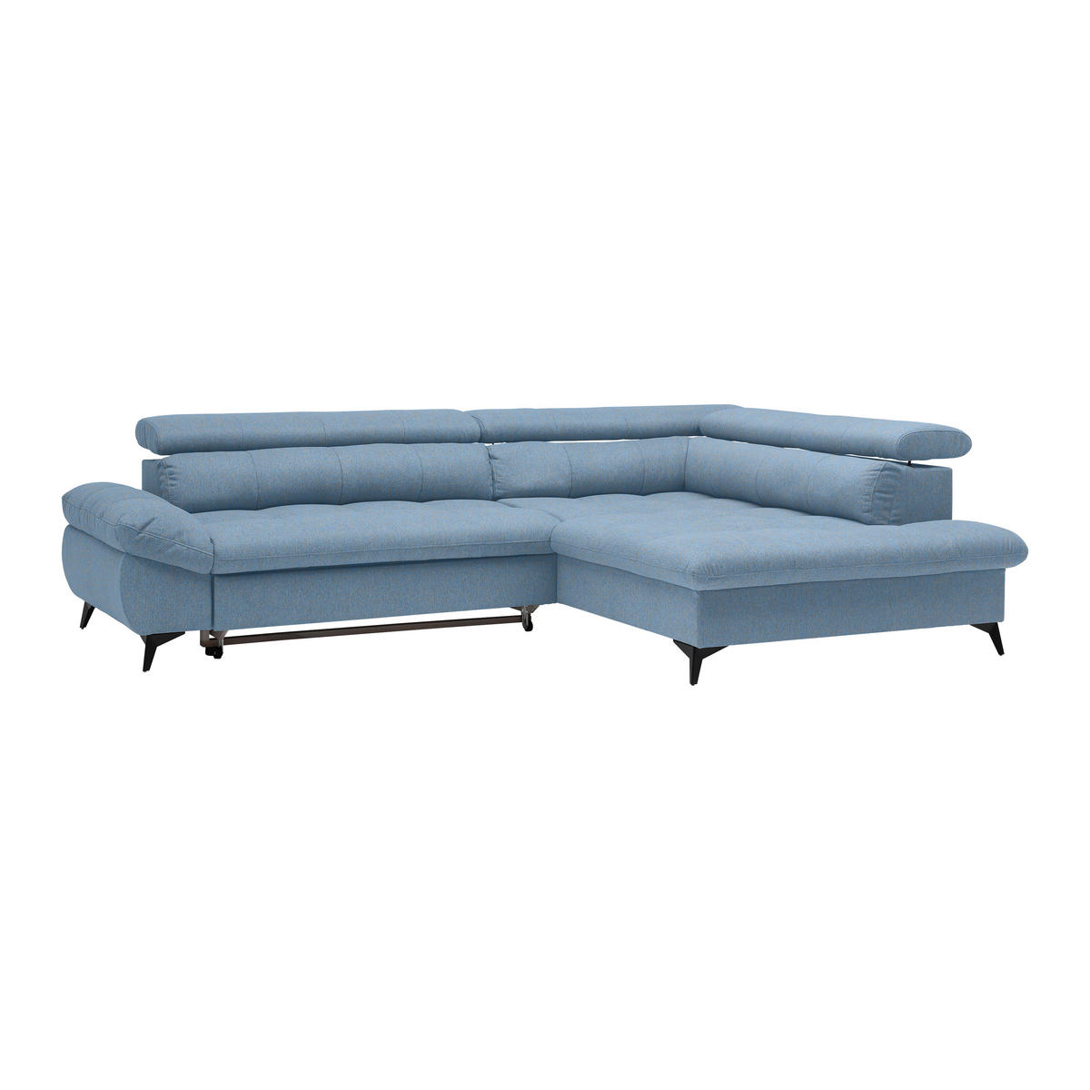 ECKSOFA Chenille Hellblau  - Schwarz/Hellblau, Modern, Textil/Metall (296/201cm) - Livetastic