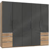DREHTÜRENSCHRANK in Eichefarben, Grau  - Chromfarben/Eichefarben, Modern, Glas/Holzwerkstoff (250/216/58cm) - MID.YOU
