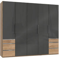 DREHTÜRENSCHRANK in Eichefarben, Grau  - Chromfarben/Eichefarben, Modern, Glas/Holzwerkstoff (250/216/58cm) - MID.YOU