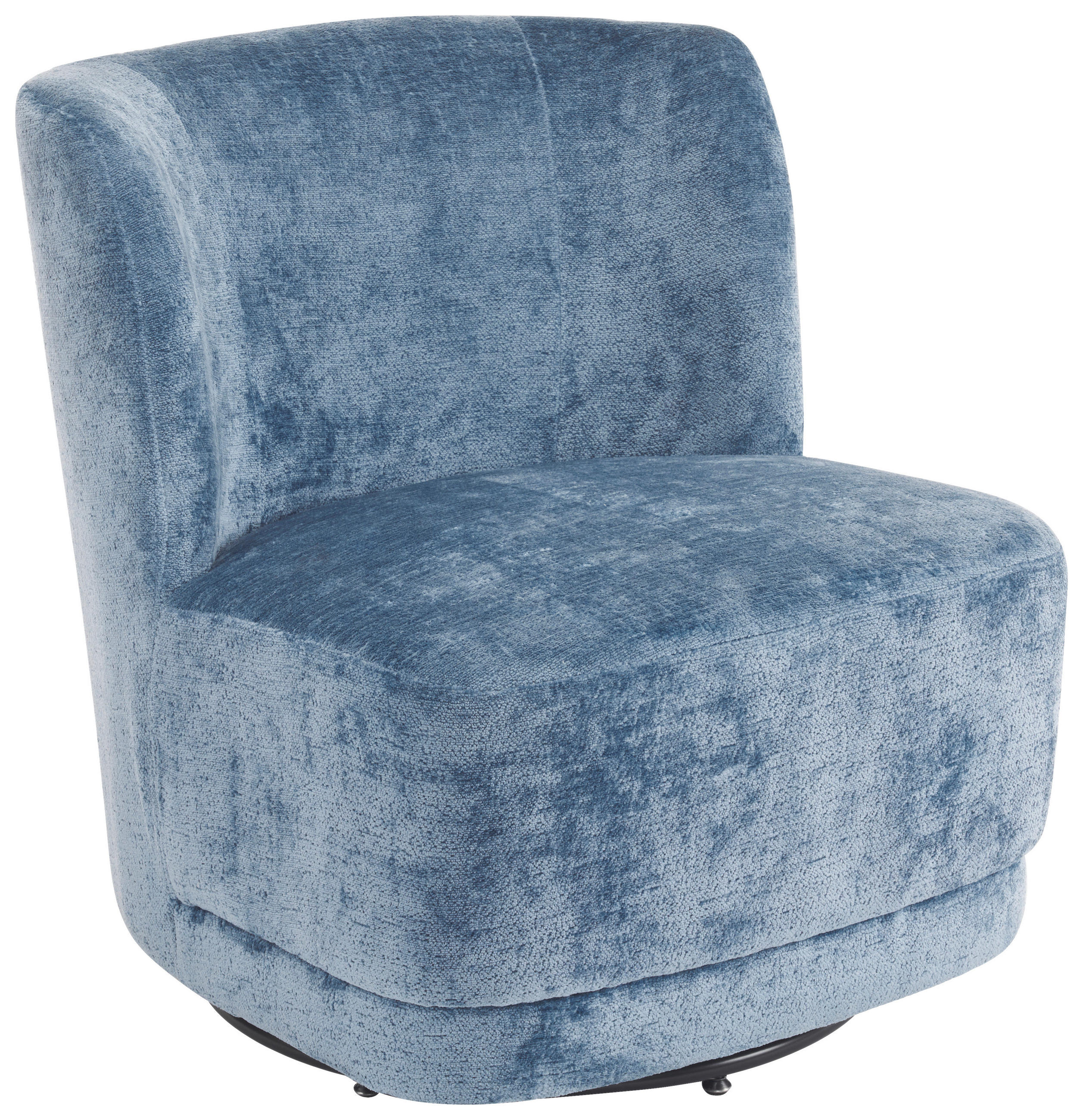 SESSEL in Chenille Blau  - Blau/Schwarz, MODERN, Textil/Metall (65/73/75cm) - MID.YOU