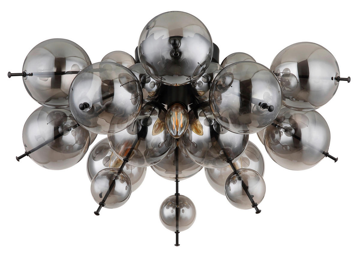 DECKENLEUCHTE  55/28 cm    - Schwarz, Design, Glas/Metall (55/28cm) - Globo