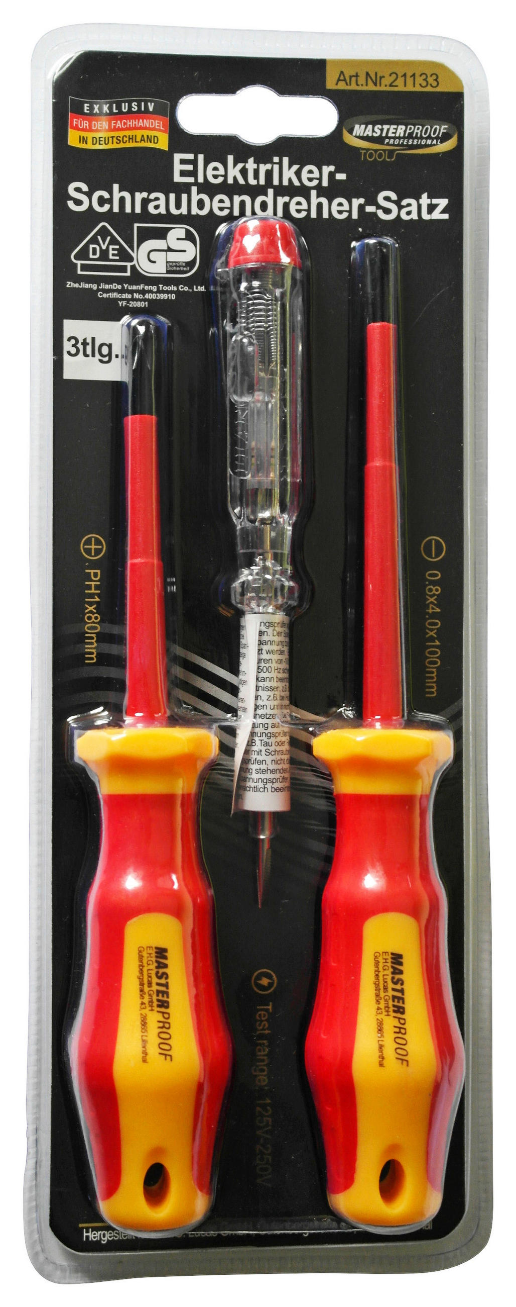 Schraubendreher-Set Thomas 3--teilig. Aus Crv-Stahl