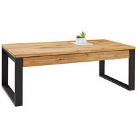 COUCHTISCH 115/60/42 cm Eiche furniert rechteckig Schwarz, Eichefarben Stauraum  - Eichefarben/Schwarz, Design, Holz/Metall (115/60/42cm) - Novel