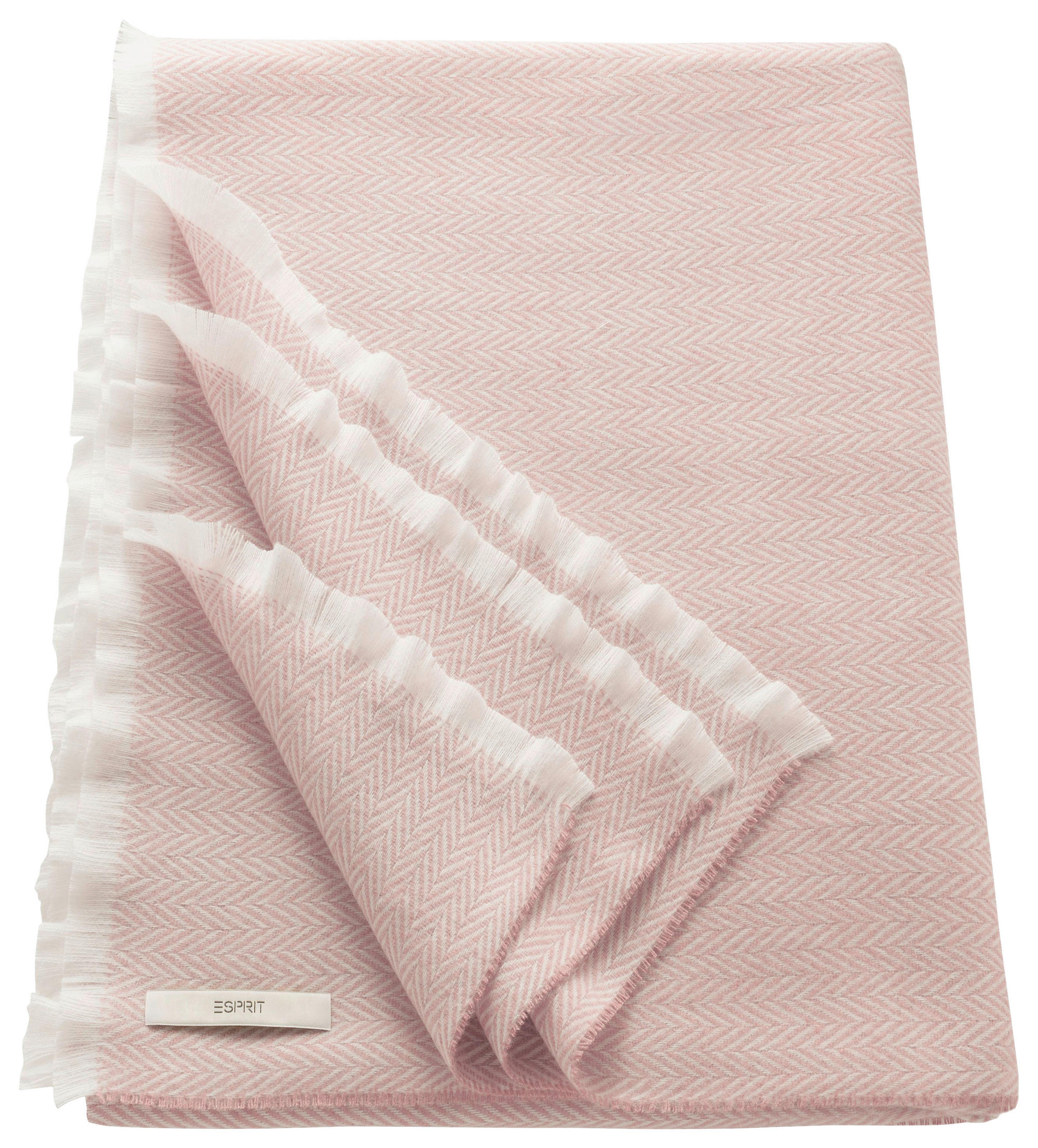 PLÄD 150/180 cm  - rosa/cremefärgad, Klassisk, textil (150/180cm) - Esprit