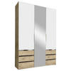 DREHTÜRENSCHRANK in Silberfarben, Weiss, Eichefarben  - Chromfarben/Weiss, Modern, Glas/Holzwerkstoff (150/216/58cm) - MID.YOU