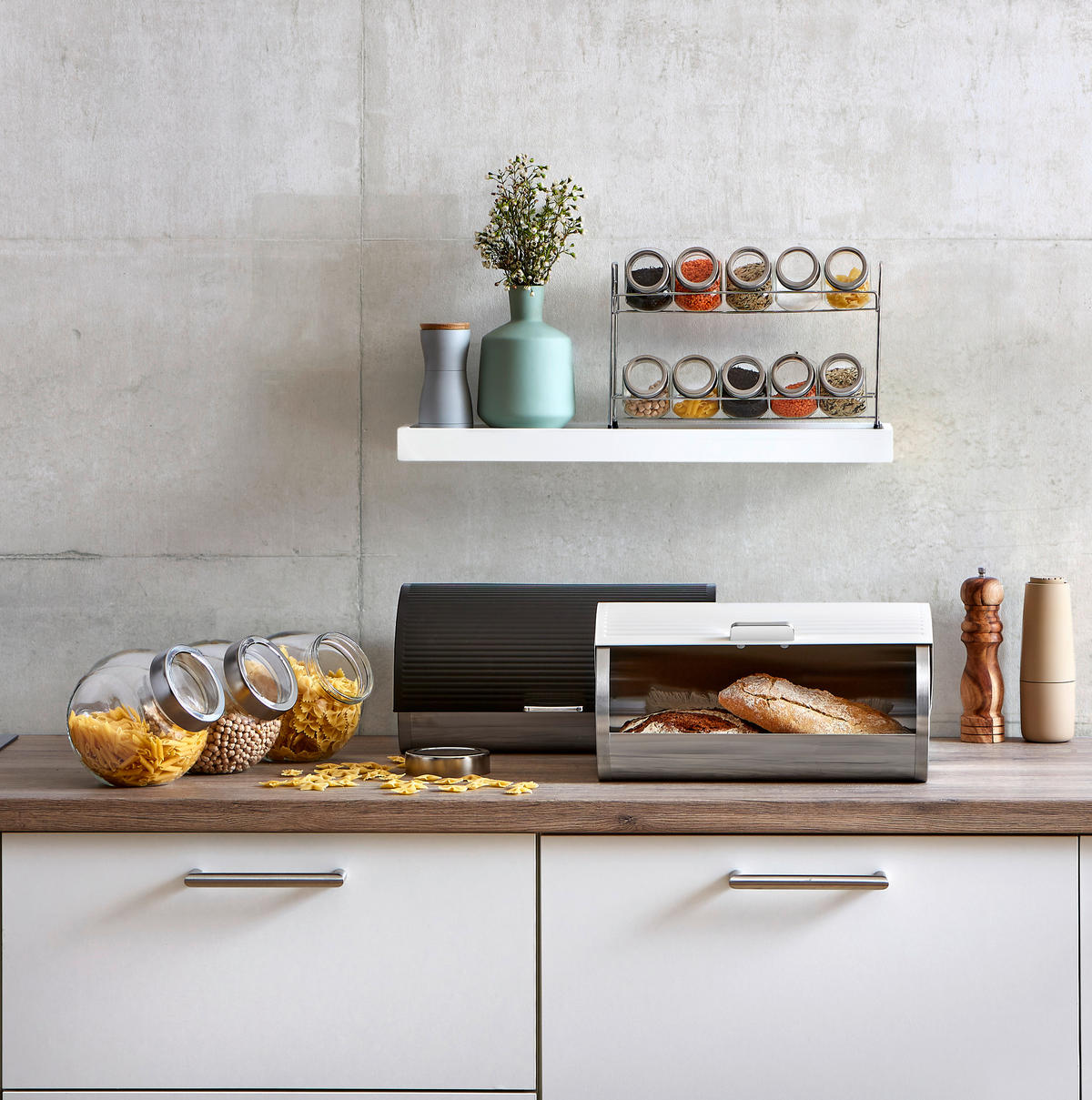 BROTKASTEN - Chromfarben/Edelstahlfarben, Design, Kunststoff/Metall (38,5/25,5/19,7cm) - Homeware Profession.