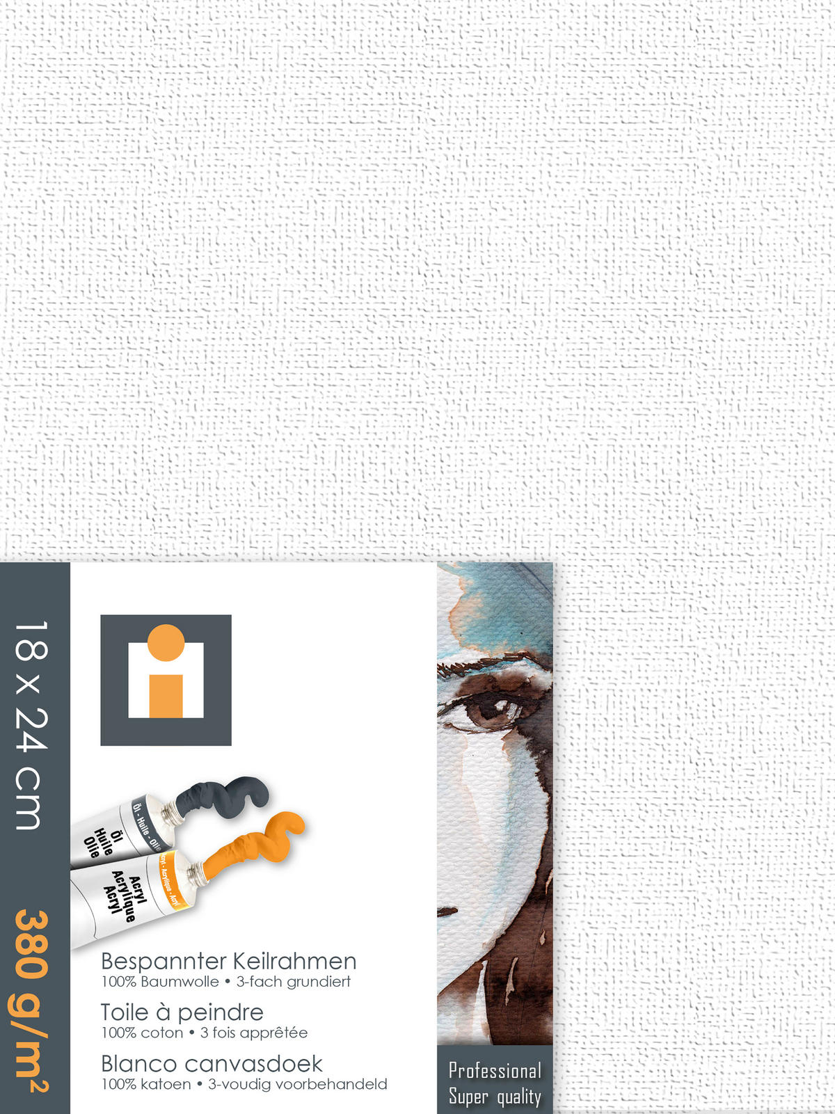 MALÍŘSKÉ PLÁTNO, 18/24/1,7 cm - bílá, Basics, textil (18/24/1,7cm)
