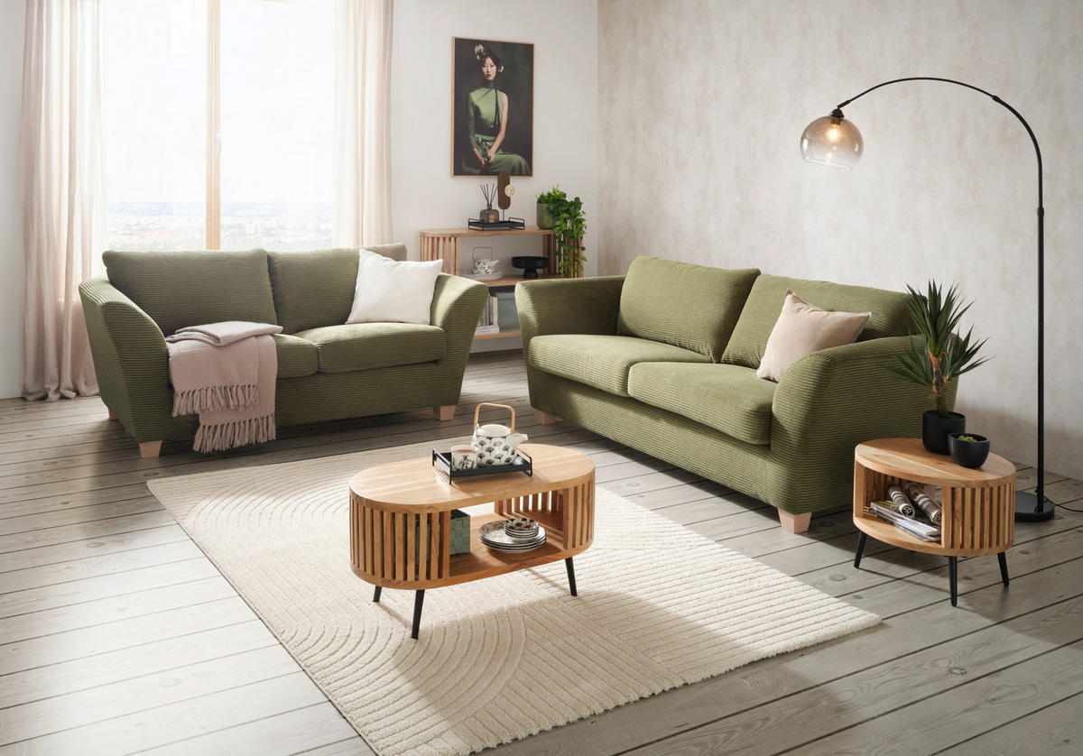2-SITS SOFFA i textil grön  - grön/mörkgrön, trä/textil (190/70-85/95cm) - MID.YOU