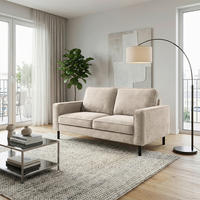 2-SITZER-SOFA  in Cord Hellgrau Modern  - Hellgrau/Schwarz, Design, Textil/Metall (148/85/92cm) - Livetastic