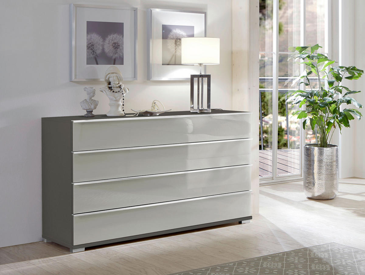 SIDEBOARD 149/82/42 cm  in Dunkelgrau, Hellgrau  - Chromfarben/Dunkelgrau, Basics, Glas/Holzwerkstoff (149/82/42cm) - Venda