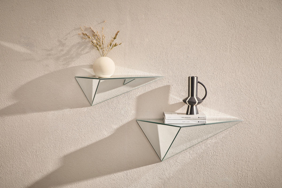 WANDREGALSET  - Silberfarben, LIFESTYLE, Glas/Holzwerkstoff (59/23/23cm) - Novel