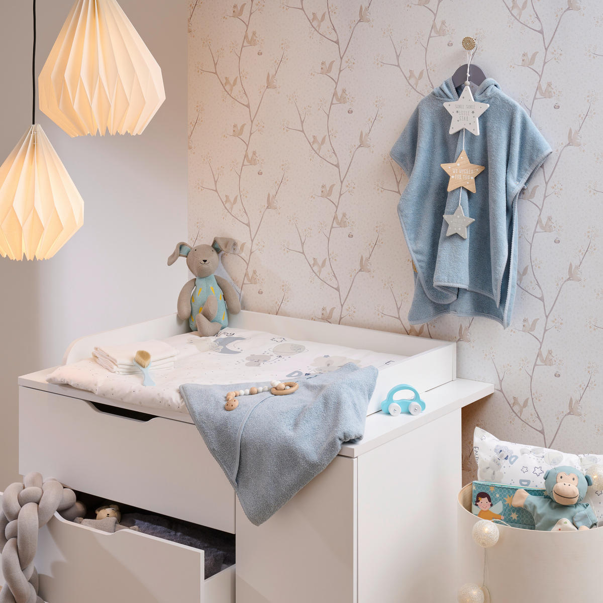 OSUŠKA S KAPUCÍ - modrá, Design, textil (100/100cm) - Avelia