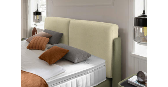 BOXSPRINGBETT 180/200 cm  in Creme, Olivgrün  - Creme/Schwarz, Design, Textil/Metall (180/200cm) - Johann Jakob