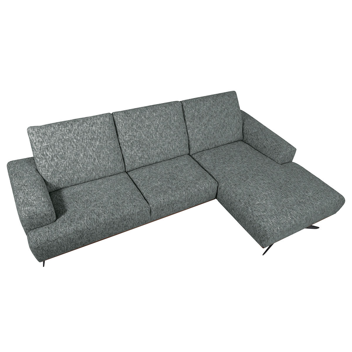 ECKSOFA PORTLAND Anthrazit Struktur Kopfteilverstellung  - Dunkelbraun/Anthrazit, Design, Holz/Textil (295/187cm) - Livetastic