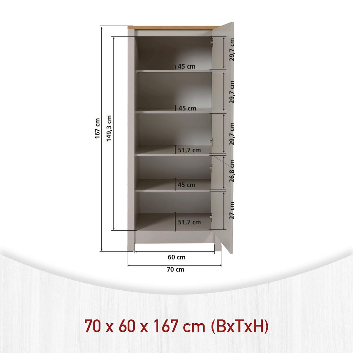 GERÄTEUMBAUSCHRANK 70/167/60 cm  in Kaschmir, Eiche Artisan  - Kaschmir/Silberfarben, ROMANTIK / LANDHAUS, Holzwerkstoff/Metall (70/167/60cm) - home24