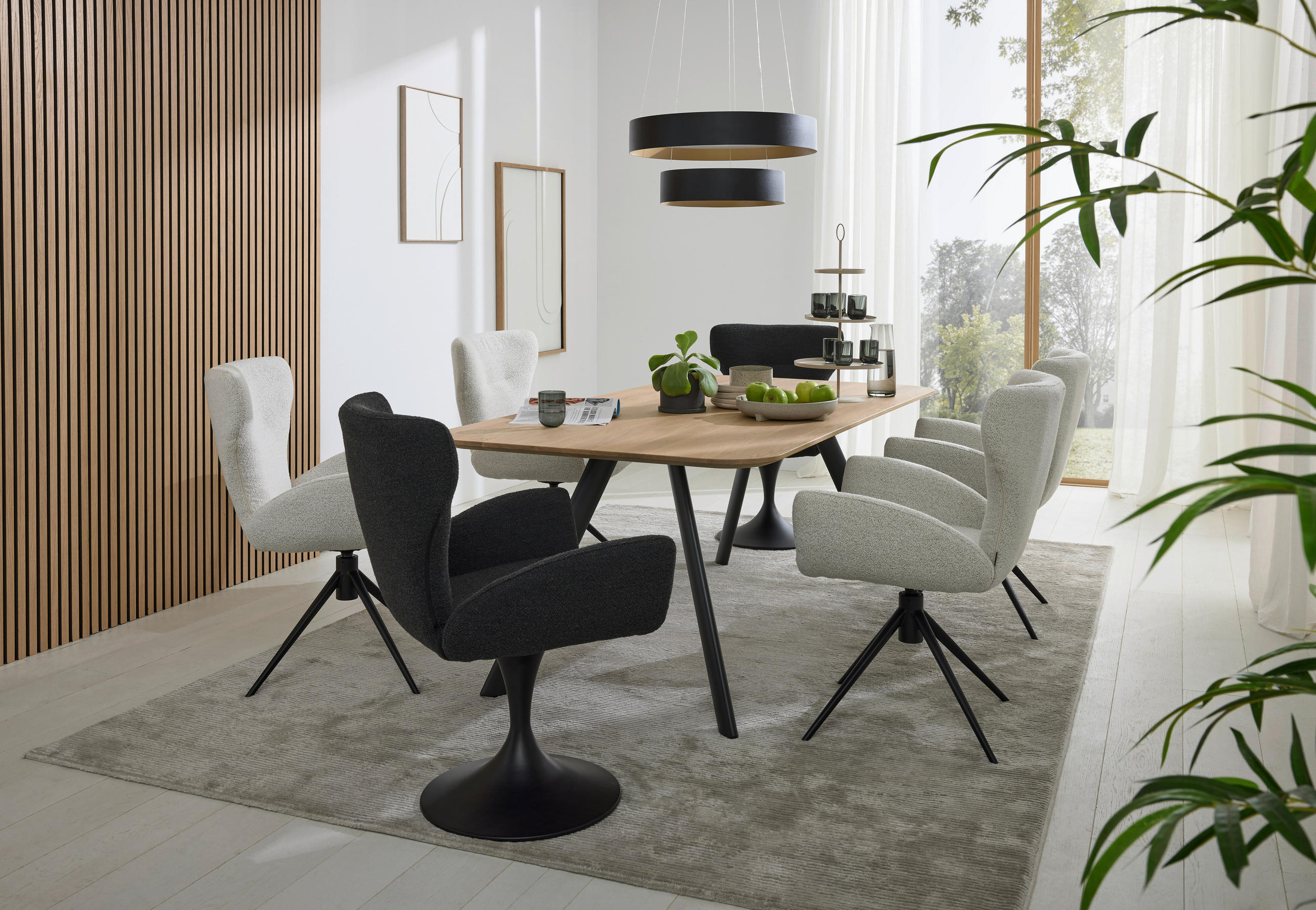 ESSTISCH Eiche massiv rechteckig Schwarz, Eichefarben  - Eichefarben/Schwarz, Design, Holz/Metall (200/100/76cm) - Musterring