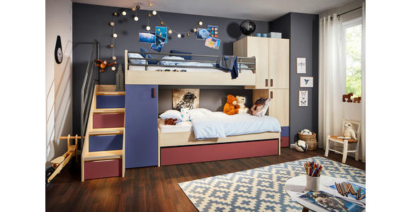 JUGENDZIMMER - Blau/Rot, Design, Holzwerkstoff (348/210/123cm) - Novel