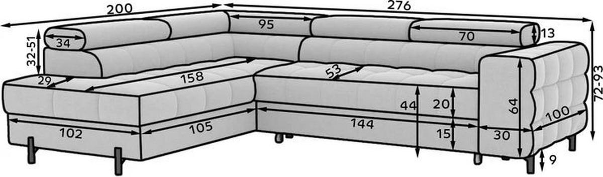 ECKSOFA Beige Plüsch  - Beige/Schwarz, Design, Textil/Metall (200/276cm) - MID.YOU