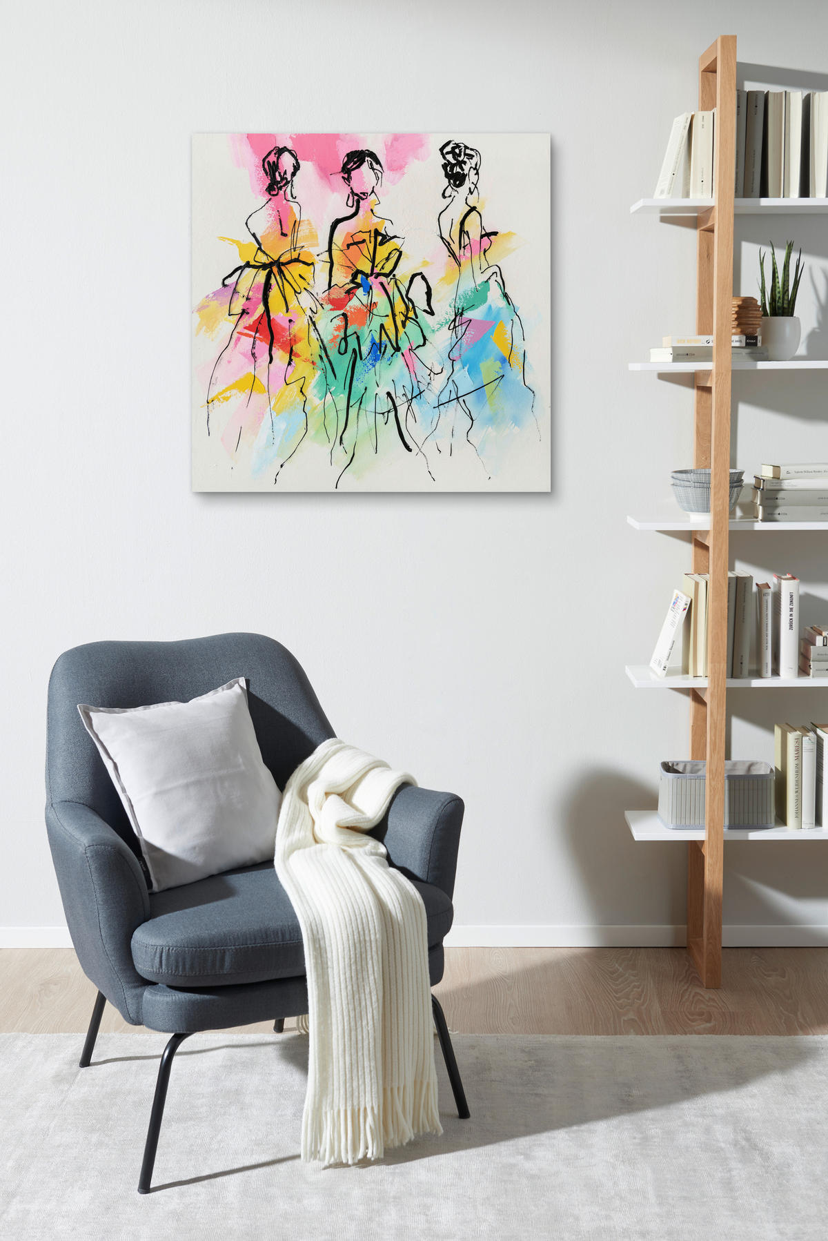 ÖLGEMÄLDE Frauen Multicolor 100/100 cm  - Multicolor, Trend, Holz/Kunststoff (100/100cm) - Monee