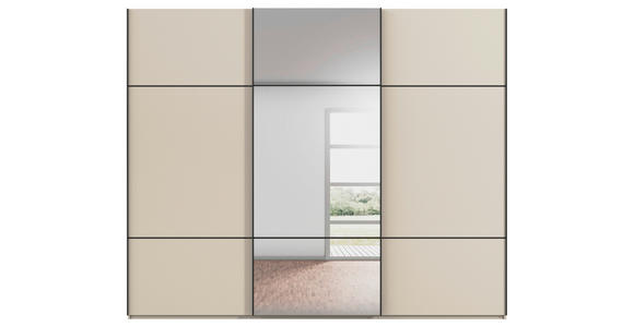 SCHWEBETÜRENSCHRANK 271/223/68 cm 3-türig Champagner - Champagner/Schwarz, KONVENTIONELL, Glas/Holzwerkstoff (271/223/68cm) - Novel