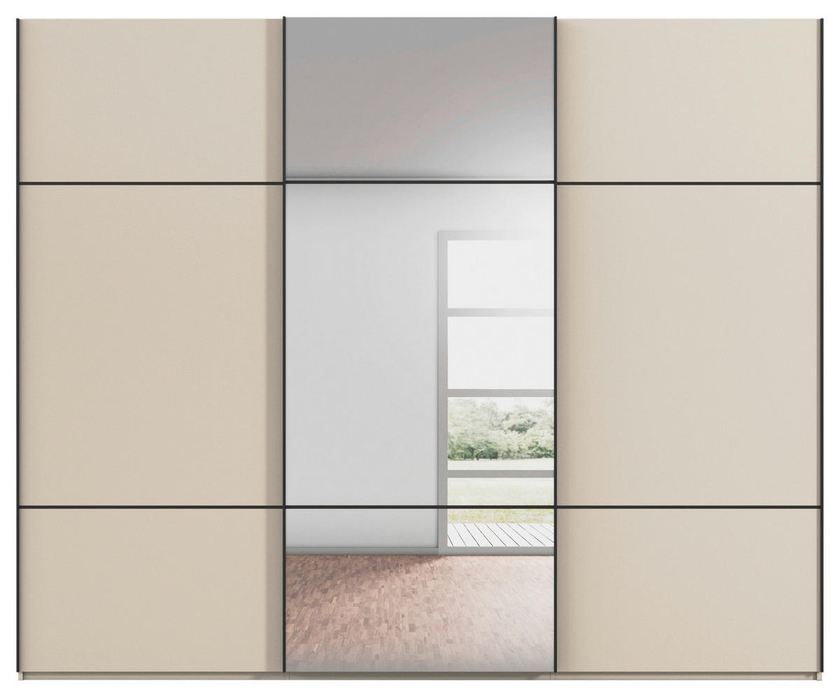 SCHWEBETÜRENSCHRANK in Champagner  - Champagner/Schwarz, Konventionell, Glas/Holzwerkstoff (271/223/68cm) - Novel