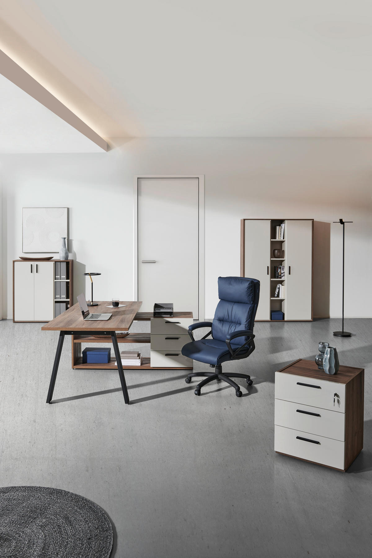 SAROKÍRÓASZTAL  - kasmírszínű/fekete, Design, faalapú anyag/fém (171/143,5/74,7cm) - Stylife