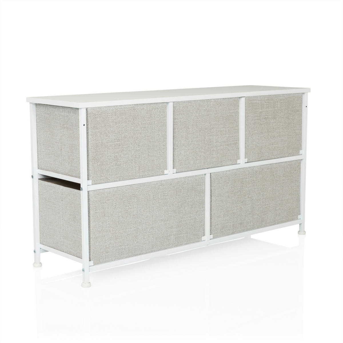 KOMMODE  in 100/55/30 cm  - Weiß/Grau, MODERN, Kunststoff/Textil (100/55/30cm) - MID.YOU