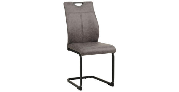 STUHL-SET 4 Stück  in Mikrofaser  - Schwarz/Grau, Design, Textil/Metall (43/97/57cm) - Xora