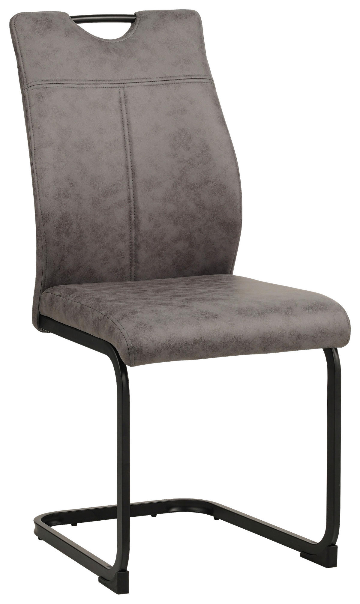STUHL-SET 4 Stück  in Mikrofaser  - Schwarz/Grau, Design, Textil/Metall (43/97/57cm) - Xora