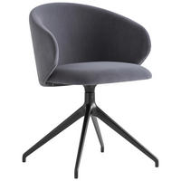 ARMLEHNSTUHL  in Aluminium Samt  - Schwarz/Grau, Design, Textil/Metall (56,5/78/59cm) - Connubia 
